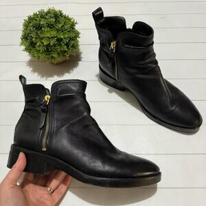 Cole Haan Black Leather Grand 360 Harrington Slouch Boots W12834 Womens Size 9.5
